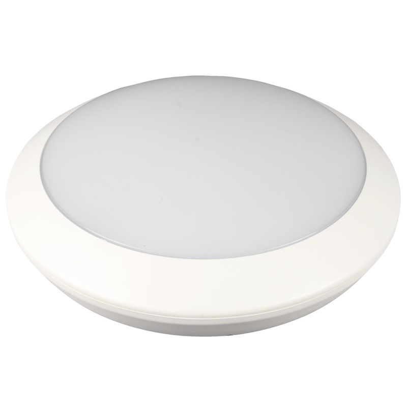 (image for) Emco 15W IP65 Emergency Version Round Surface Mounted LED Bulkhead Light With Microwave Sensor In A 4000K Cool White LED Colour - Click Image to Close